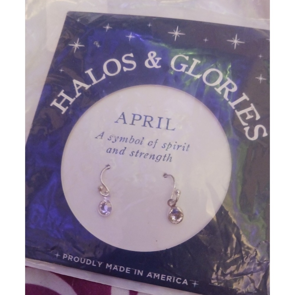 NEW Halos & Glories Alex & Ani April Crystal Drop Earrings in Shiny Silver